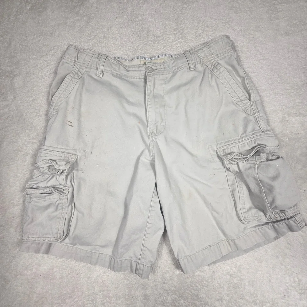 Faded Glory Cargo Shorts Mens 38 Sidewalk Gray Good Cotton FM19B303 Utility Work